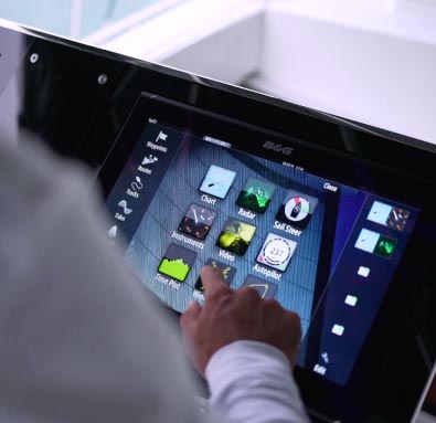 Modern yacht's touch screen interface